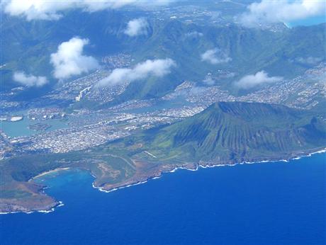 Hanauma Bay and Koko Crater aerial view