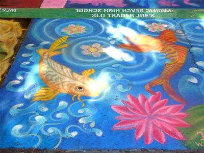 Street painting of koi