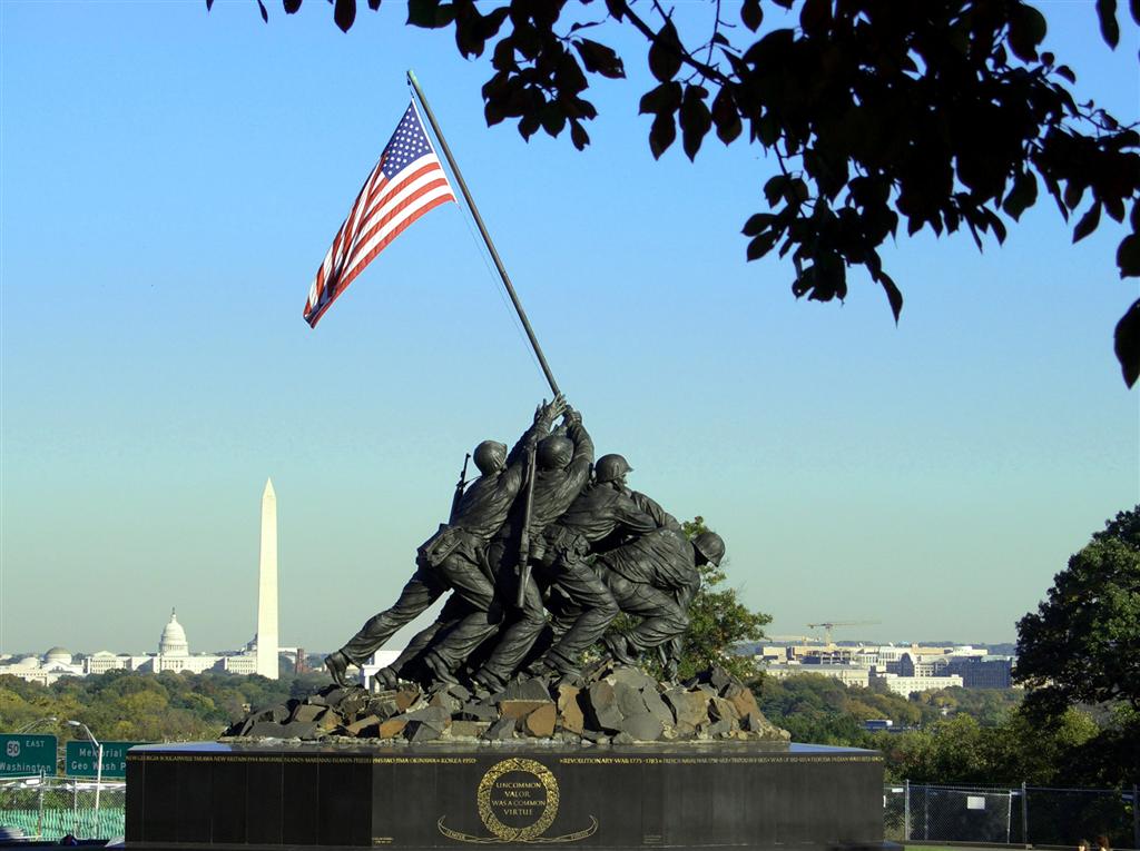 The Marine Corp War Memorial (also called the Iwo Jima Memorial) was much 