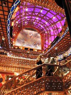 Carnival Cruises Spirit cruiseship Atrium glass ceiling and glass staircase