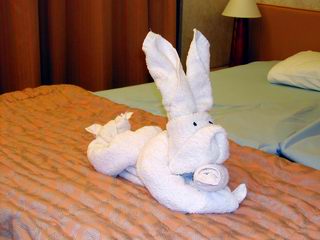 Rabbit towel sculpture