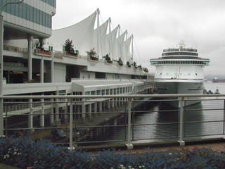 Carnival Cruises Spirit cruiseship at Canada Place pier in Vancouver