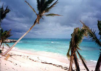 Bahamas beach storm clouds