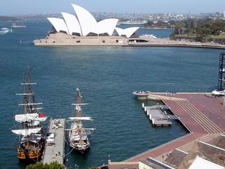 Sydney Harbour Bridge, Opera House, and HMS Bounty