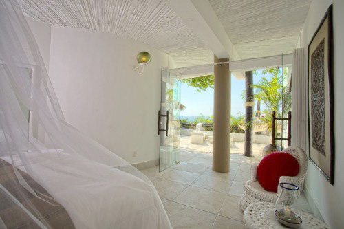 New Ocho Cascadas Villa 4 guest bedroom glass doors