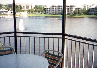 Orlando Marriott Cypress Harbour screened patio watch lake activity