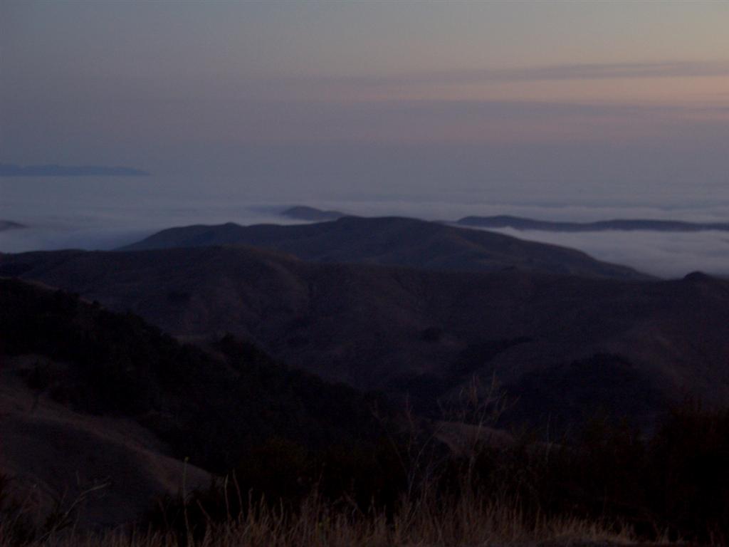 Fog rolling into the hills above Cambria