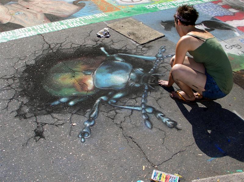 Street painting of beetle