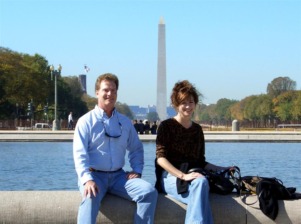 Chris & ann resting at the Capitol Reflecting Pool