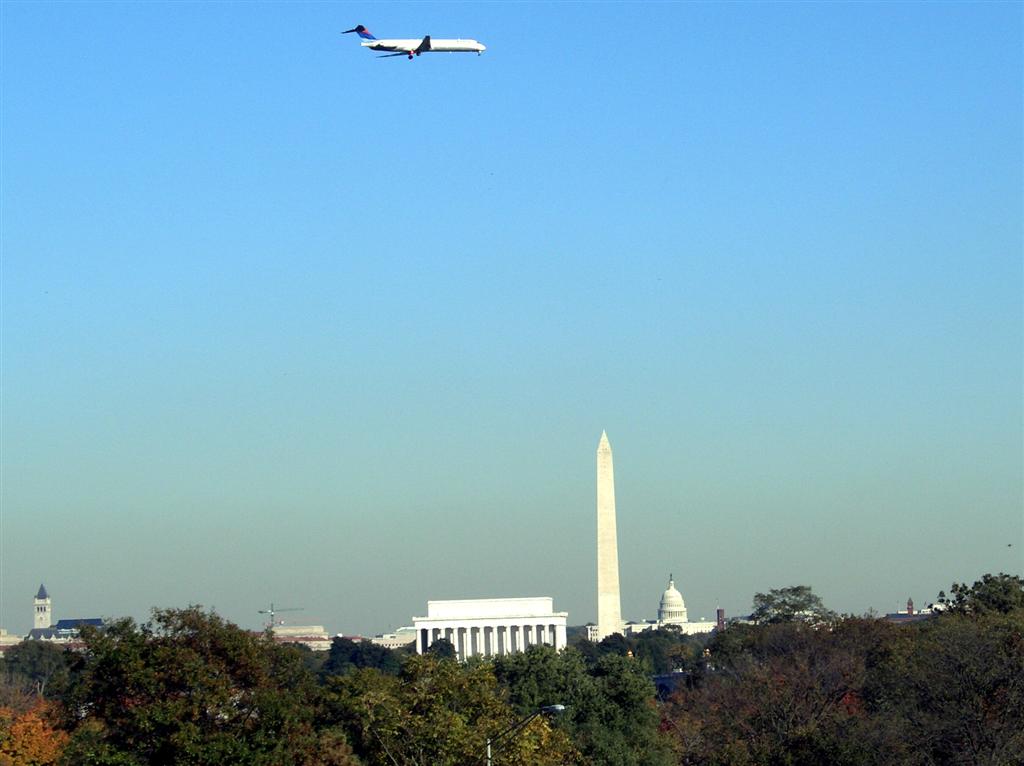 View of Lincoln Memorial, Washington Monument and Capitol